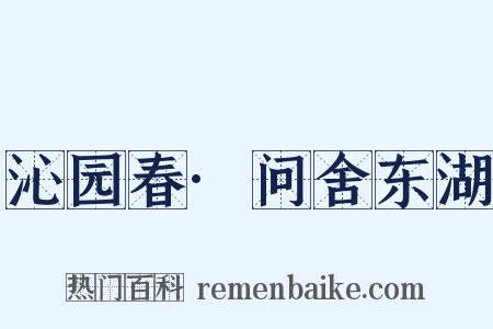 沁园春·问舍东湖是什么意思的图片